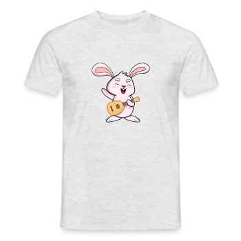 Hase liebt die Ukulele - Männer T-Shirt - Grau meliert - Vorne - AI Model Male 178 dark (178cm)