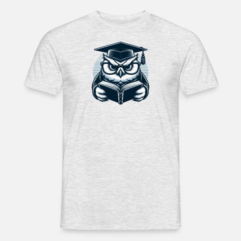 Lesende Eule - Männer T-Shirt - Grau meliert