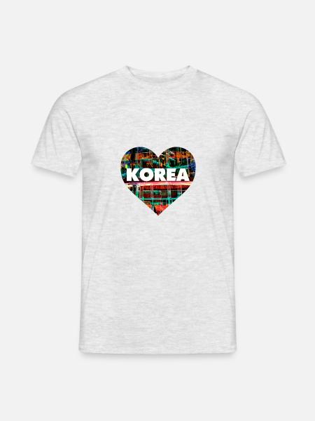 Korea ♡ Love | Travel | Culture - Männer T-Shirt - Grau meliert