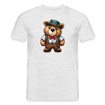 Lederhose / Tier / Tracht / Tradition / Bär - Männer T-Shirt - Grau meliert - Vorne - AI Model Male 178 dark (178cm)
