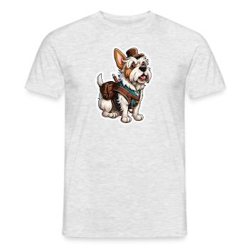 Lederhose / Tier / Tracht / Tradition / Hund - Männer T-Shirt - Grau meliert - Vorne - AI Model Male 178 dark (178cm)