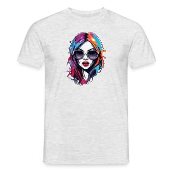Femme / Jolie / Portrait / Cheveux colorés / Modèle - T-shirt homme - gris chiné - Devant - AI Model Male 178 dark (178cm)