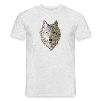 tête de loup - T-shirt homme - gris chiné - Devant - AI Model Male 178 dark (178cm)