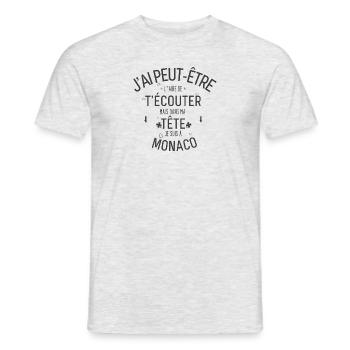 Dans ma Tête je suis à Monaco - T-shirt homme - gris chiné - Devant - AI Model Male 178 dark (178cm)