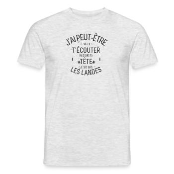 Dans ma Tête je suis Dans les Landes - T-shirt homme - gris chiné - Devant - AI Model Male 178 dark (178cm)