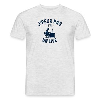 J Peux Pas J Ai Un Live - T-shirt homme - gris chiné - Devant - AI Model Male 178 dark (178cm)