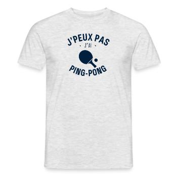 J peux pas j ai Ping pong - T-shirt homme - gris chiné - Devant - AI Model Male 178 dark (178cm)