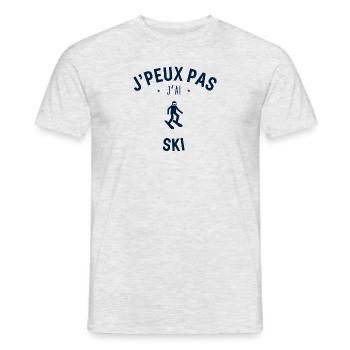 J peux pas j ai Ski - T-shirt homme - gris chiné - Devant - AI Model Male 178 dark (178cm)