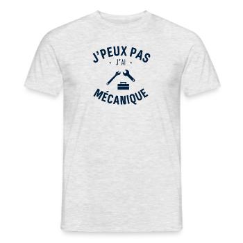 J peux pas j ai mécanique - T-shirt homme - gris chiné - Devant - AI Model Male 178 dark (178cm)