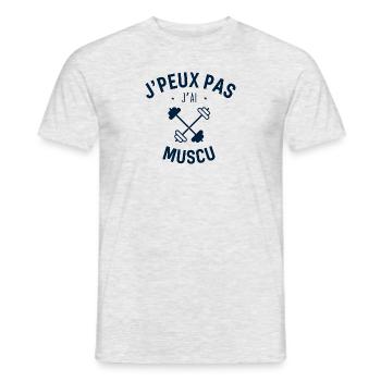 J peux pas j ai muscu - T-shirt homme - gris chiné - Devant - AI Model Male 178 dark (178cm)