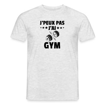 j'peux pas j'ai gymnastique - T-shirt homme - gris chiné - Devant - AI Model Male 178 dark (178cm)