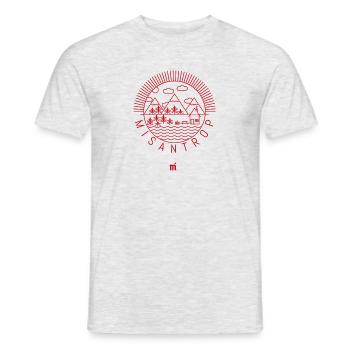 Misanthropie - roter Druck - Männer T-Shirt - Grau meliert - Vorne - AI Model Male 178 dark (178cm)