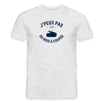 J peux pas j ai du bois à couper - T-shirt homme - gris chiné - Devant - AI Model Male 178 dark (178cm)