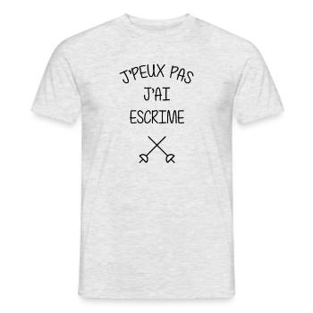 JE PEUX PAS J'AI ESCRIME - T-shirt homme - gris chiné - Devant - AI Model Male 178 dark (178cm)