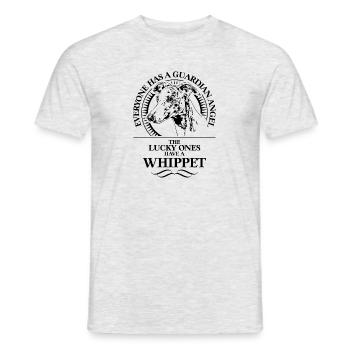 WHIPPET Guardian Angel Hundespruch Wilsigns - Männer T-Shirt - Grau meliert - Vorne - AI Model Male 178 dark (178cm)