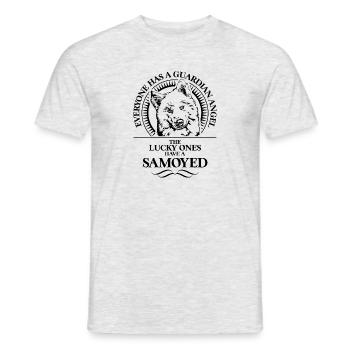 SAMOYED Guardian Angel Dogs Saying Dog WILSIGNS - Men's T-Shirt - heather grey - Front - AI Model Male 178 dark (178cm)