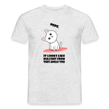 Nope Katze mit anderem Blickwinkel Bullshit lustig - Männer T-Shirt - Grau meliert - Vorne - AI Model Male 178 dark (178cm)