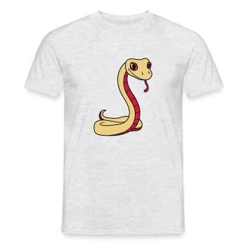 serpent visage tête gecko lézard reptile réel - T-shirt homme - gris chiné - Devant - AI Model Male 178 dark (178cm)