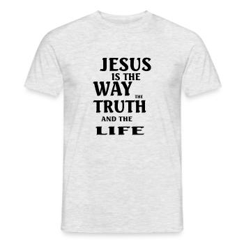 Jesus Christ God Faith - Männer T-Shirt - Grau meliert - Vorne - AI Model Male 178 dark (178cm)