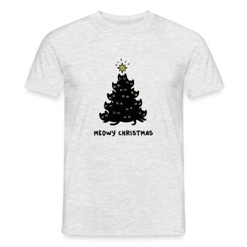 T-shirt noel sapin chat cadeau fête de noel - T-shirt homme - gris chiné - Devant - AI Model Male 178 dark (178cm)