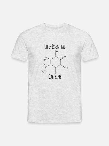 Koffein ist Lebenswichtig mit Chemie Formel - Männer T-Shirt - Grau meliert