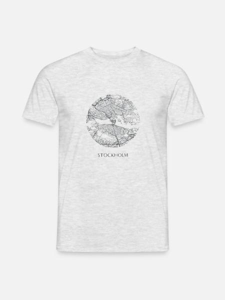 Karte von Stockholm im Kreis - Männer T-Shirt - Grau meliert