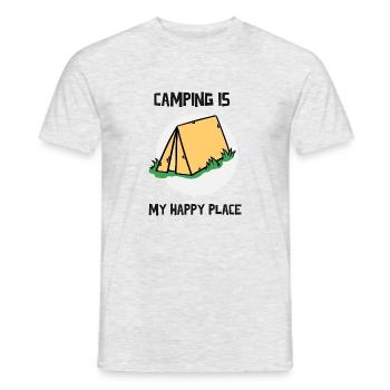 Le camping est mon endroit heureux - T-shirt homme - gris chiné - Devant - AI Model Male 178 dark (178cm)