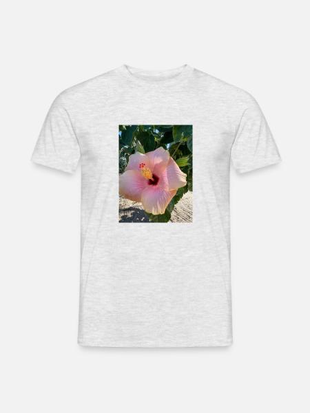 Hibiskus - Männer T-Shirt - Grau meliert