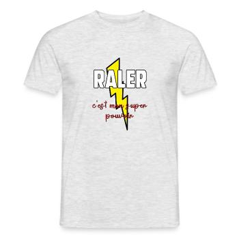 Râler c’est mon super pouvoir - T-shirt homme - gris chiné - Devant - AI Model Male 178 dark (178cm)