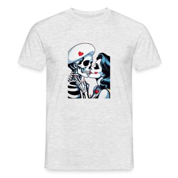 Skelett Paar - Männer T-Shirt - Grau meliert - Vorne - AI Model Male 178 dark (178cm)