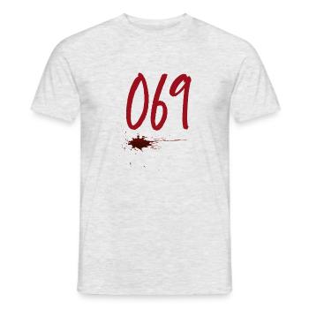 Code postal Francfort 069 - T-shirt homme - gris chiné - Devant - AI Model Male 178 dark (178cm)