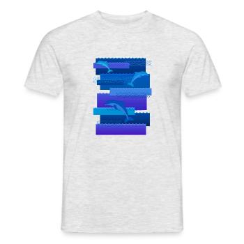 Waves & Dolphins - Men's T-Shirt - heather grey - Front - AI Model Male 178 dark (178cm)