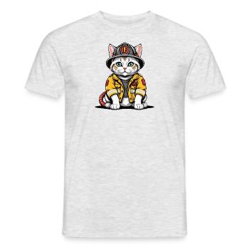 Chat Pompiers Chat Amour Chat Amoureux des Chats - T-shirt homme - gris chiné - Devant - AI Model Male 178 dark (178cm)