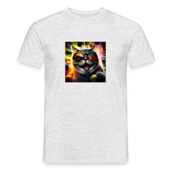crazy cat - T-shirt homme - gris chiné - Devant - AI Model Male 178 dark (178cm)