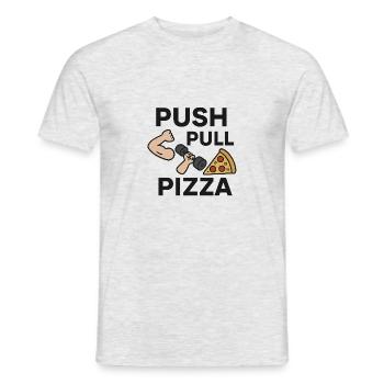 Push Pull Pizza T-shirt Geschenk für Freunde, Gym - Männer T-Shirt - Grau meliert - Vorne - AI Model Male 178 dark (178cm)