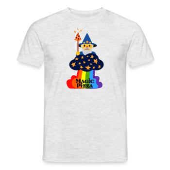 Magicien, Pizza, Magie - T-shirt homme - gris chiné - Devant - AI Model Male 178 dark (178cm)