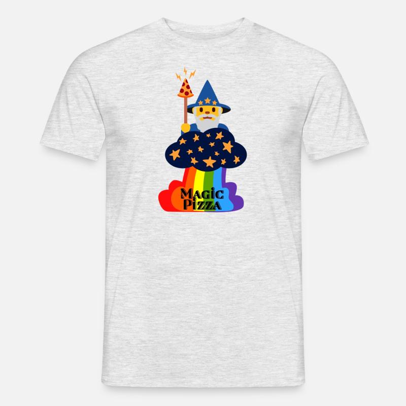 Zauberer, Pizza, Magie - Männer T-Shirt - Grau meliert
