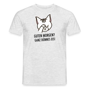 Guten Morgen? Ganz Dünnes Eis! Katze Facepalm - Männer T-Shirt - Grau meliert - Vorne - AI Model Male 178 dark (178cm)