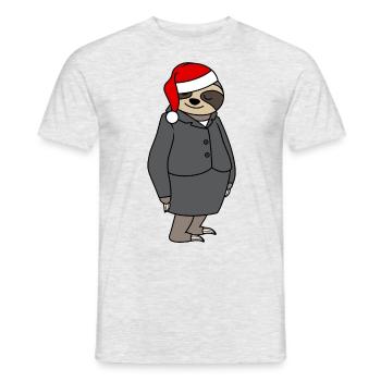 Sloth Woman Bureau Chapeau de Noël Père Noël - T-shirt homme - gris chiné - Devant - AI Model Male 178 dark (178cm)