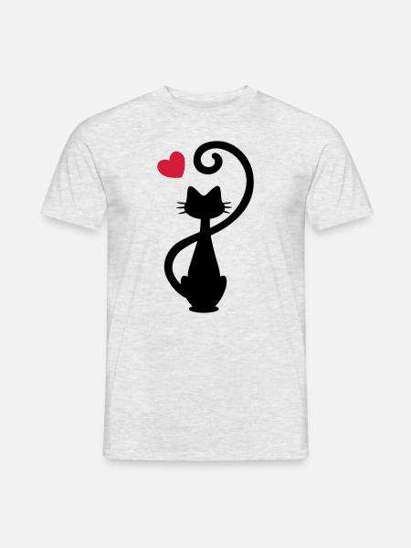 Chat - chat dame - chat - chat - minou - T-shirt homme - gris chiné