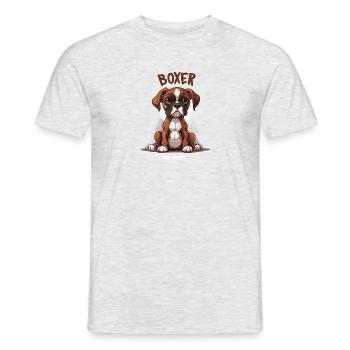 Boxer Was sonst? - Männer T-Shirt - Grau meliert - Vorne - AI Model Male 178 dark (178cm)