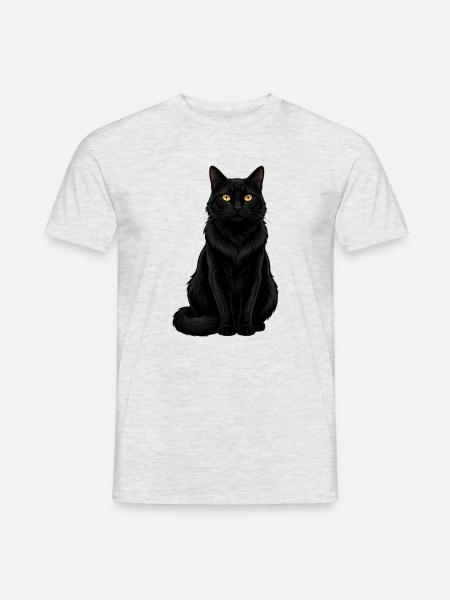 Mystische schwarze Katze Geschenk Katzenliebhaber - Männer T-Shirt - Grau meliert