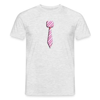 Cravate en illustration rose / rose - T-shirt homme - gris chiné - Devant - AI Model Male 178 dark (178cm)