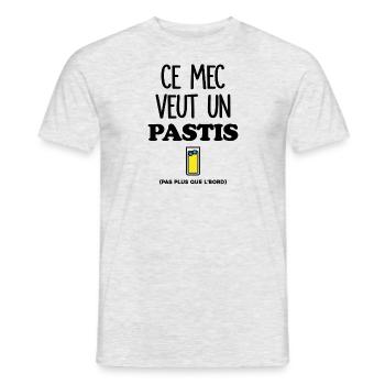 Ce mec veut un Pastis - T-shirt homme - gris chiné - Devant - AI Model Male 178 dark (178cm)