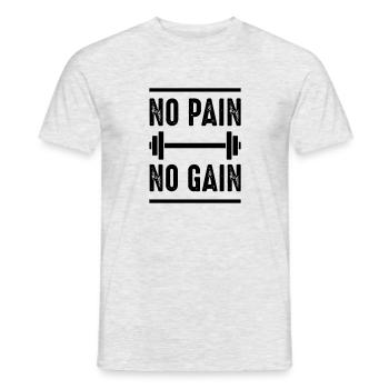 Fitness Pas de douleur, pas de gain - T-shirt homme - gris chiné - Devant - AI Model Male 178 dark (178cm)