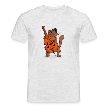 Mrou le chat, jazz et contrebasse - T-shirt homme - gris chiné - Devant - AI Model Male 178 dark (178cm)