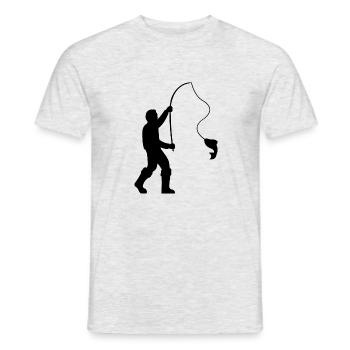 Pêcheur avec canne à pêche et poisson - T-shirt homme - gris chiné - Devant - AI Model Male 178 dark (178cm)