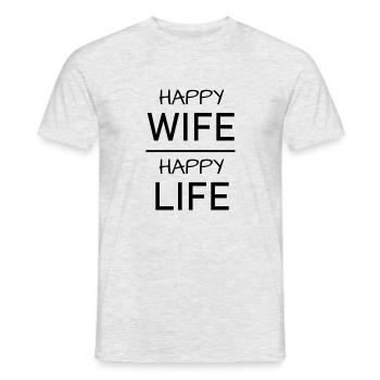 Femme heureuse - T-shirt homme - gris chiné - Devant - AI Model Male 178 dark (178cm)
