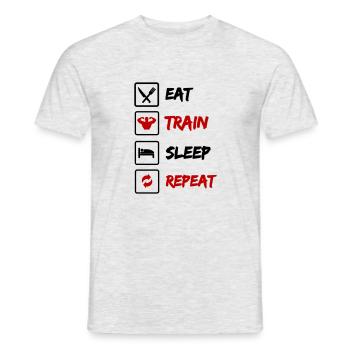 Eat Train Sleep Repeat - Männer T-Shirt - Grau meliert - Vorne - AI Model Male 178 dark (178cm)