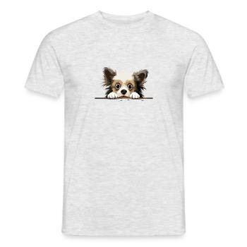 Chiot Coup d’œil Mignon Adorable Drôle Animal Dessin animé - T-shirt homme - gris chiné - Devant - AI Model Male 178 dark (178cm)